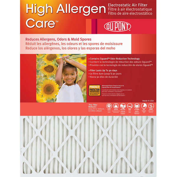 Dupont Pleated Air Filter, 13" x 21.5" x 1", 4 Pack KB13X21.5X1A_4